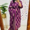 AKSHAR DESIGNER AJARAKH PURPLE COTTON KURTI WHOLESALE