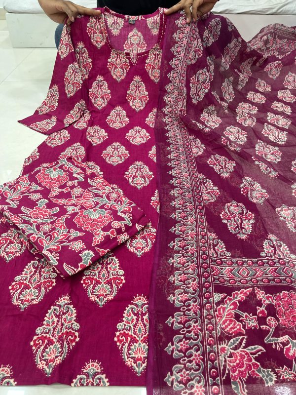 AKSHAR DESIGNER AJARAKH PURPLE COTTON KURTI WHOLESALE