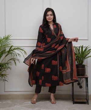 AKSHAR DESIGNER BLACK ANGRAKHA STYLE KURTI
