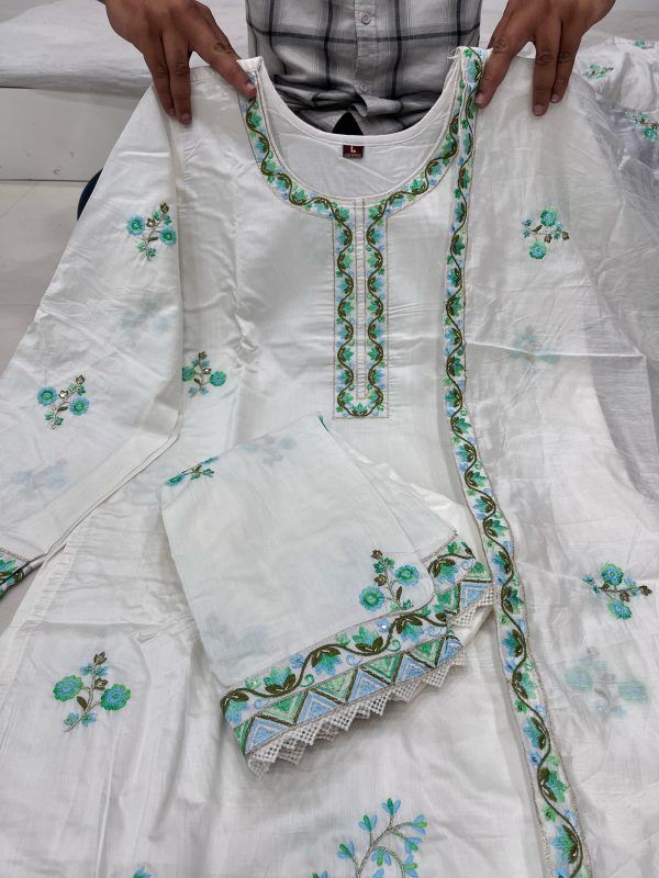 AKSHAR DESIGNER BLUE AKSHARA CHANDERI SUITS