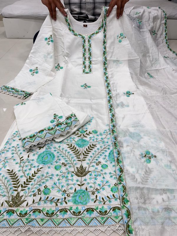 AKSHAR DESIGNER BLUE AKSHARA CHANDERI SUITS
