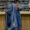 AKSHAR DESIGNER BLUE VHALI COTTON KURTI