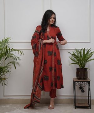 AKSHAR DESIGNER ORANGE ANGRAKHA STYLE KURTI