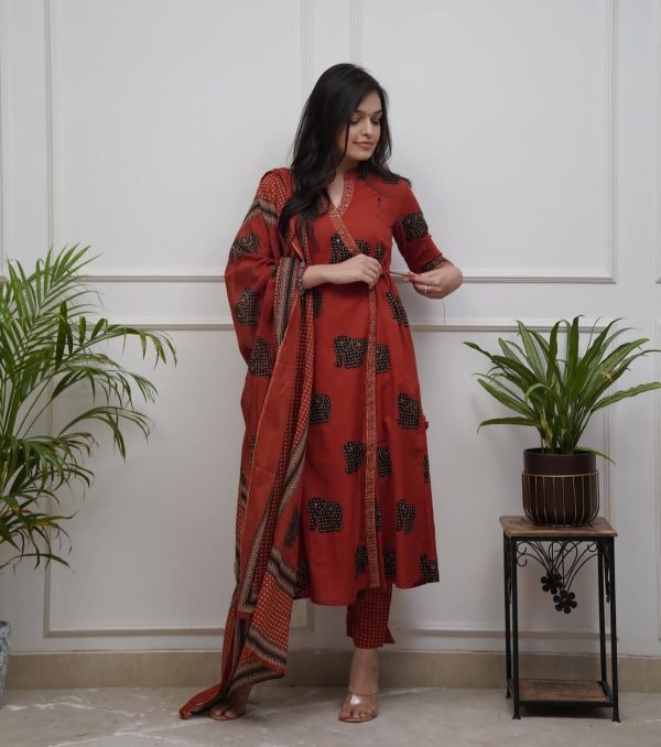 AKSHAR DESIGNER ORANGE ANGRAKHA STYLE KURTI