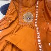 AKSHAR DESIGNER ORANGE VHALI COTTON KURTI