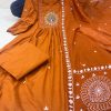 AKSHAR DESIGNER ORANGE VHALI COTTON KURTI
