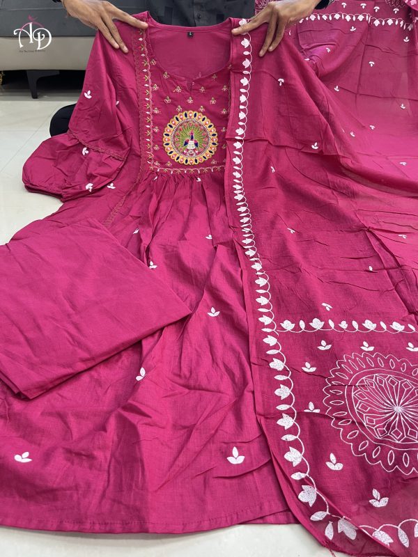 AKSHAR DESIGNER PINK VHALI COTTON KURTI