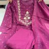AKSHAR DESIGNER PURPLE THREE PIECE SUITS SET WHOLESAE