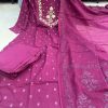 AKSHAR DESIGNER PURPLE THREE PIECE SUITS SET WHOLESAE