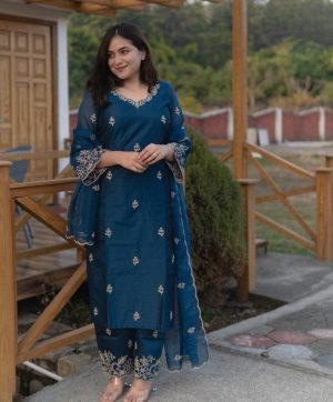AKSHAR DESIGNER RAASHA DEEP BLUE PLAZZO SUITS
