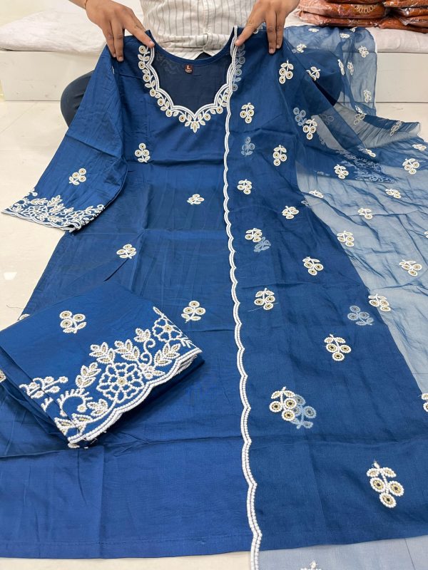 AKSHAR DESIGNER RAASHA DEEP BLUE PLAZZO SUITS