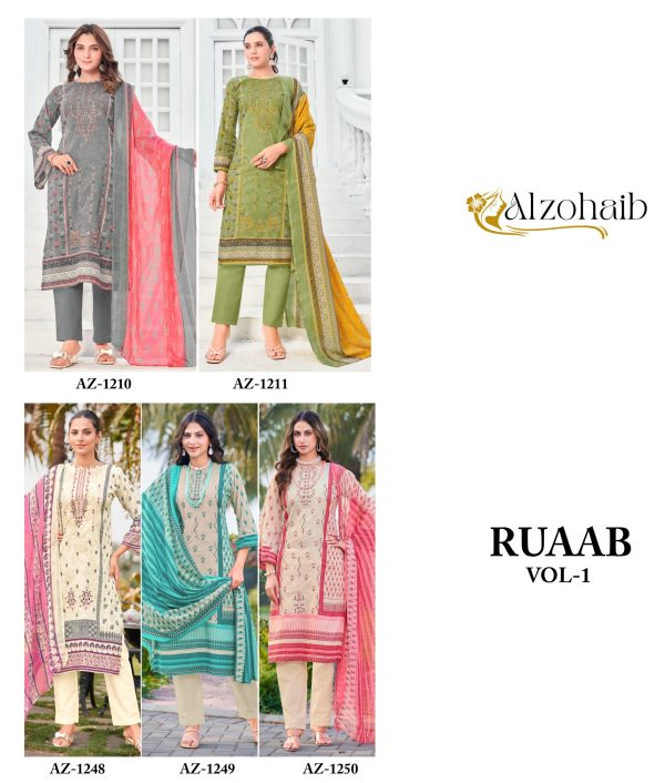 ALZOHAIB AZ 1210, 1211, 1248, 1249, 1250 RUAAB VOL 1 COTTON SUITS