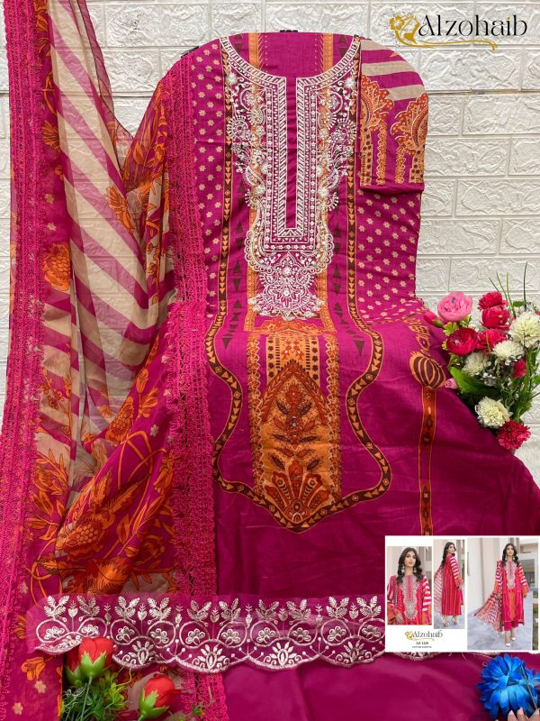 ALZOHAIB AZ 1220 COTTON PAKISTANI SUITS WHOLESALE