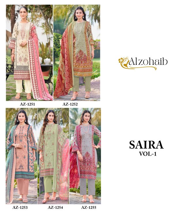 ALZOHAIB AZ 1251-1255 SAIRA VOL 1 COTTON SUITS WHOLESALE