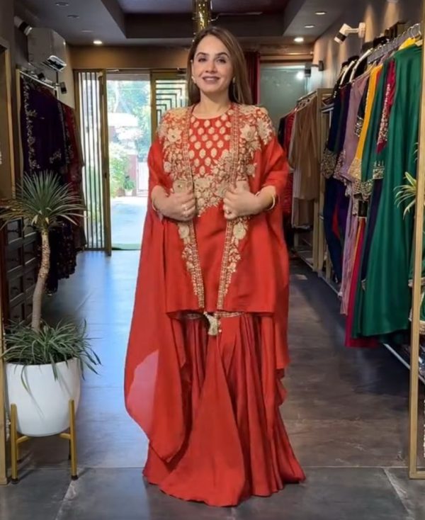 BE 344 A TRENDING CREAP SILK TOP AND SHARARA