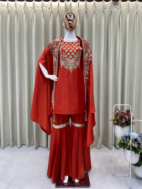 BE 344 A TRENDING CREAP SILK TOP AND SHARARA