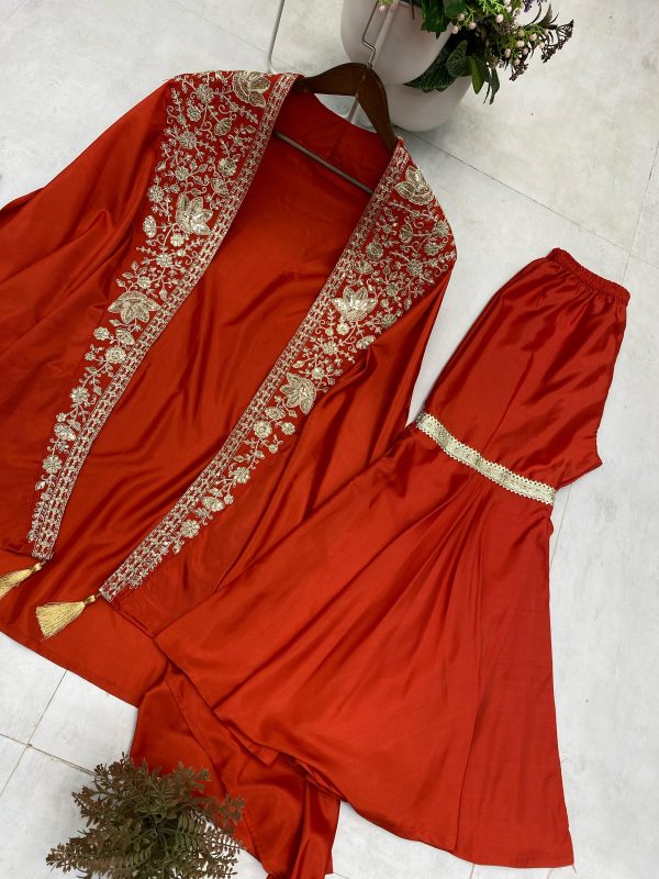 BE 344 A TRENDING CREAP SILK TOP AND SHARARA