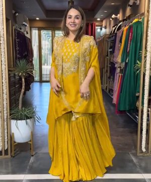BE 344 B TRENDING CREAP SILK TOP AND SHARARA