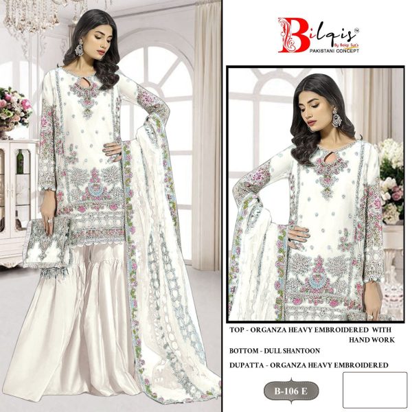 BILQIS B 106 E ORGANZA PAKISTANI SUITS IN INDIA