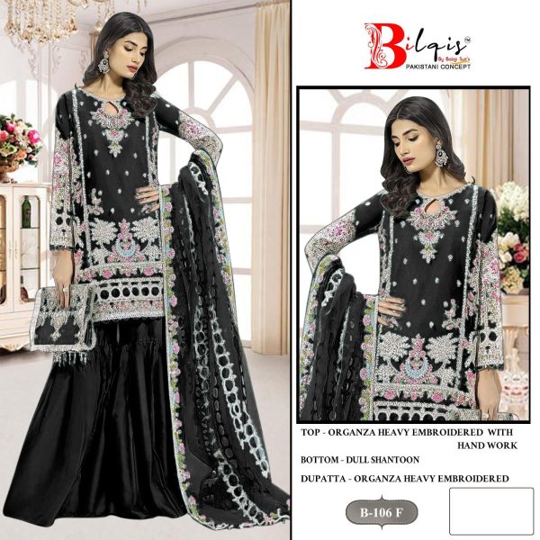 BILQIS B 106 F ORGANZA PAKISTANI SUITS IN INDIA