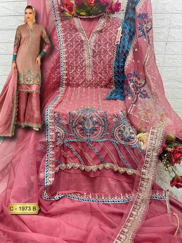 FEPIC C 1973 B ROSEMEEN ORGANZA PAKISTANI SUITS