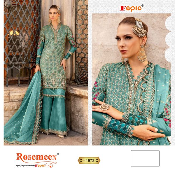 FEPIC C 1973 C ROSEMEEN ORGANZA PAKISTANI SUITS