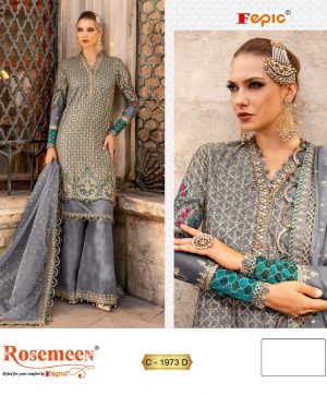 FEPIC C 1973 D ROSEMEEN ORGANZA PAKISTANI SUITS