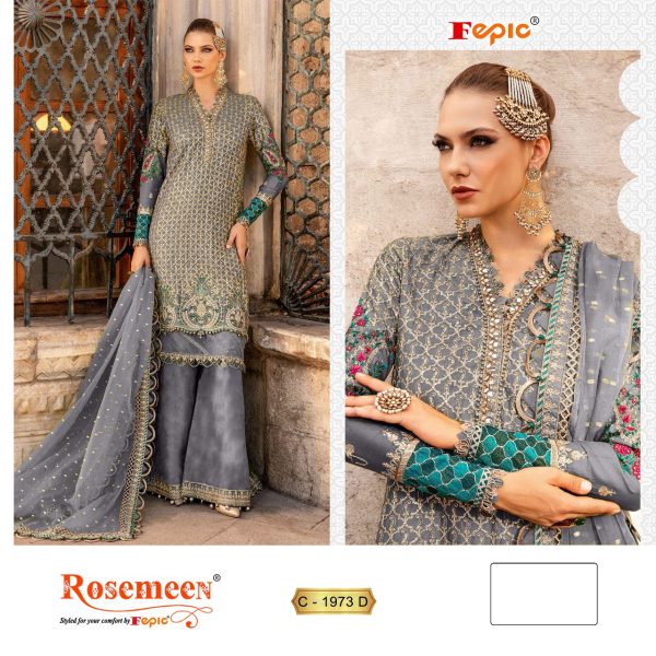 FEPIC C 1973 D ROSEMEEN ORGANZA PAKISTANI SUITS