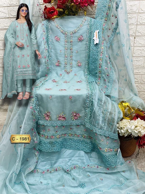 FEPIC C 1981 ROSEMEEN ORGANZA PAKISTANI SUITS