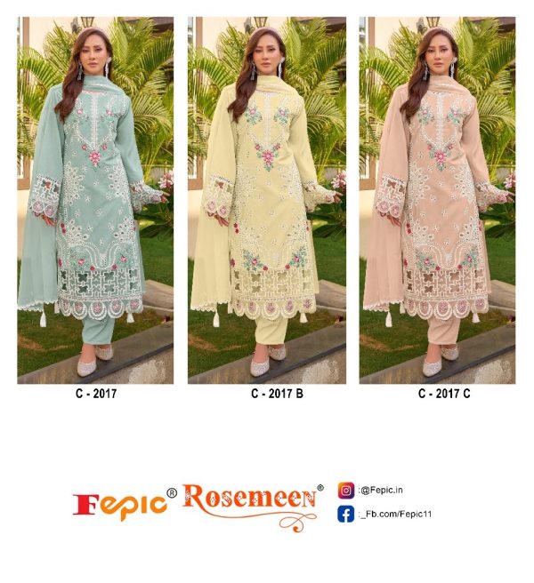 FEPIC C 2017 ROSEMEEN EMBROIDERED PAKISTANI SUITS