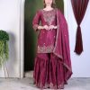 HK 1699 A DESIGNER CHINON SILK SHARARA SUITS