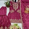 HK 1699 A DESIGNER CHINON SILK SHARARA SUITS
