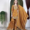 HK 1699 B DESIGNER CHINON SILK SHARARA SUITS