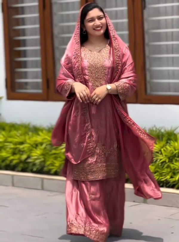 HK 1700 DESIGNER CHINON SILK PLAZZO SUITS WHOLESALE