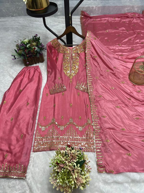 HK 1700 DESIGNER CHINON SILK PLAZZO SUITS WHOLESALE