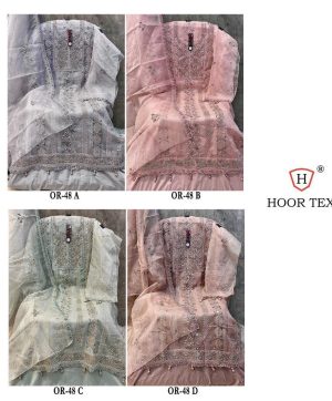 HOOR TEX OR 48 A B C D ORGANZA PAKISTANI SUITS
