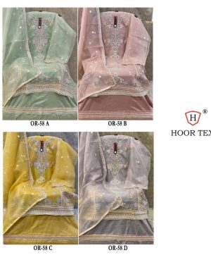 HOOR TEX OR 58 A B C D ORGANZA PAKISTANI SUITS