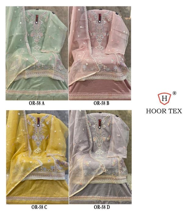 HOOR TEX OR 58 A B C D ORGANZA PAKISTANI SUITS