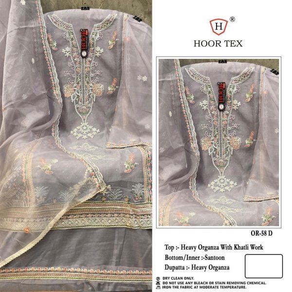 HOOR TEX OR 58 A B C D ORGANZA PAKISTANI SUITS
