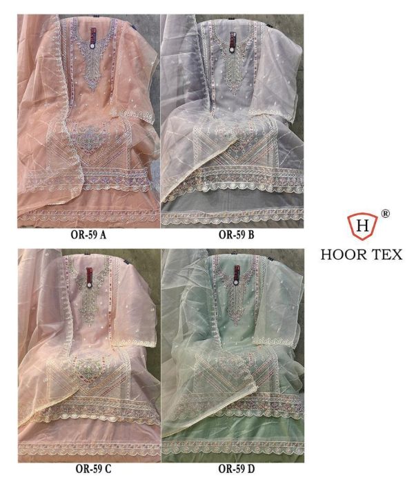 HOOR TEX OR 59 A B C D ORGANZA PAKISTANI SUITS