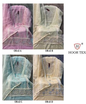 HOOR TEX OR 63 A B C D ORGANZA PAKISTANI SUITS