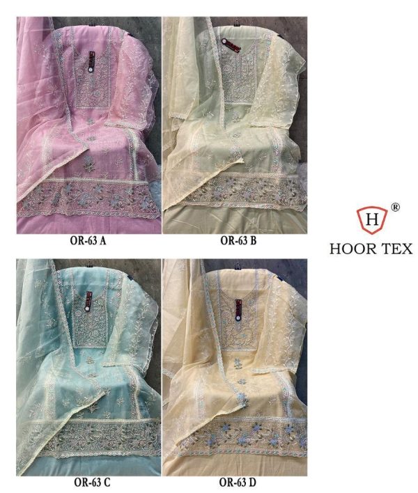 HOOR TEX OR 63 A B C D ORGANZA PAKISTANI SUITS