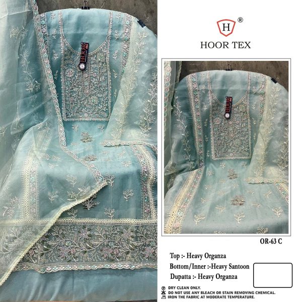 HOOR TEX OR 63 A B C D ORGANZA PAKISTANI SUITS