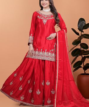 JENNY DESIGNER JD 604 A FANCY KURTI WITH FLAIRED PLAZZO