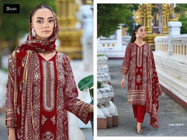 JIHAN 3549 B RMBROIDERED COTTON SUITS WHOLESALE