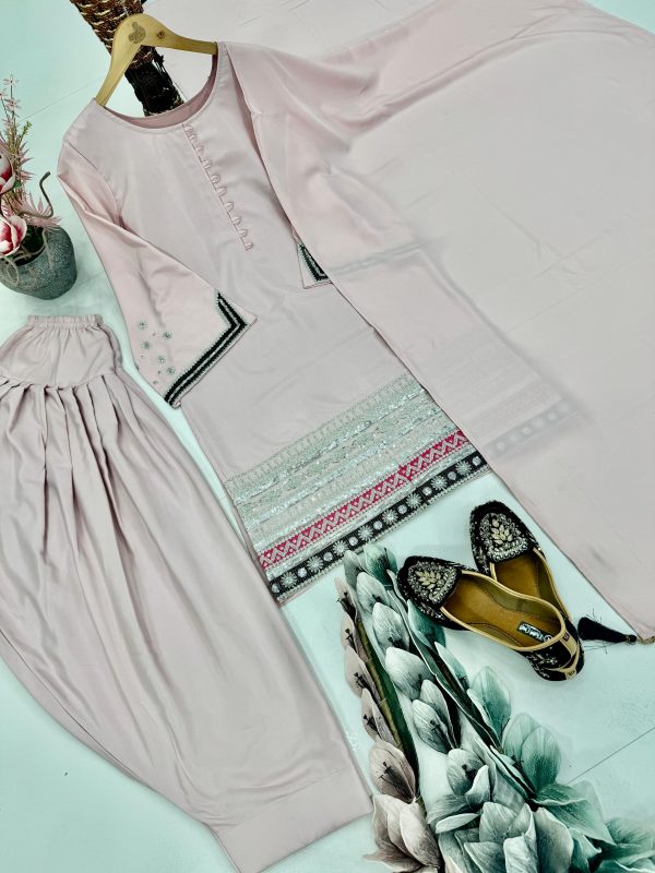 KARMA FASHION KF 1682 NATURAL CREAP PLAZZO SUITS