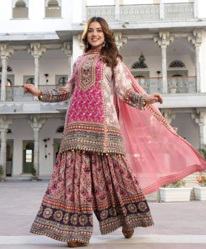 KARMA FASHION ST 209 DESIGNER PRINTED PLAZZO SUITS