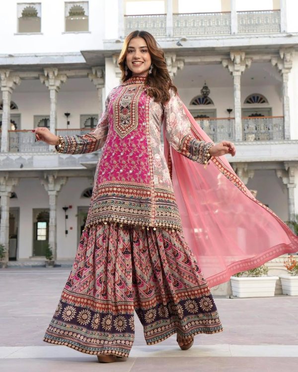 KARMA FASHION ST 209 DESIGNER PRINTED PLAZZO SUITS