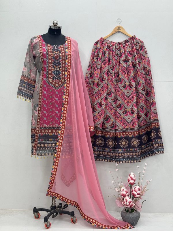 KARMA FASHION ST 209 DESIGNER PRINTED PLAZZO SUITS