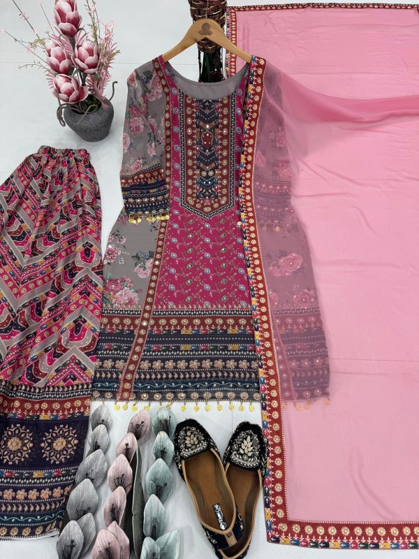 KARMA FASHION ST 209 DESIGNER PRINTED PLAZZO SUITS